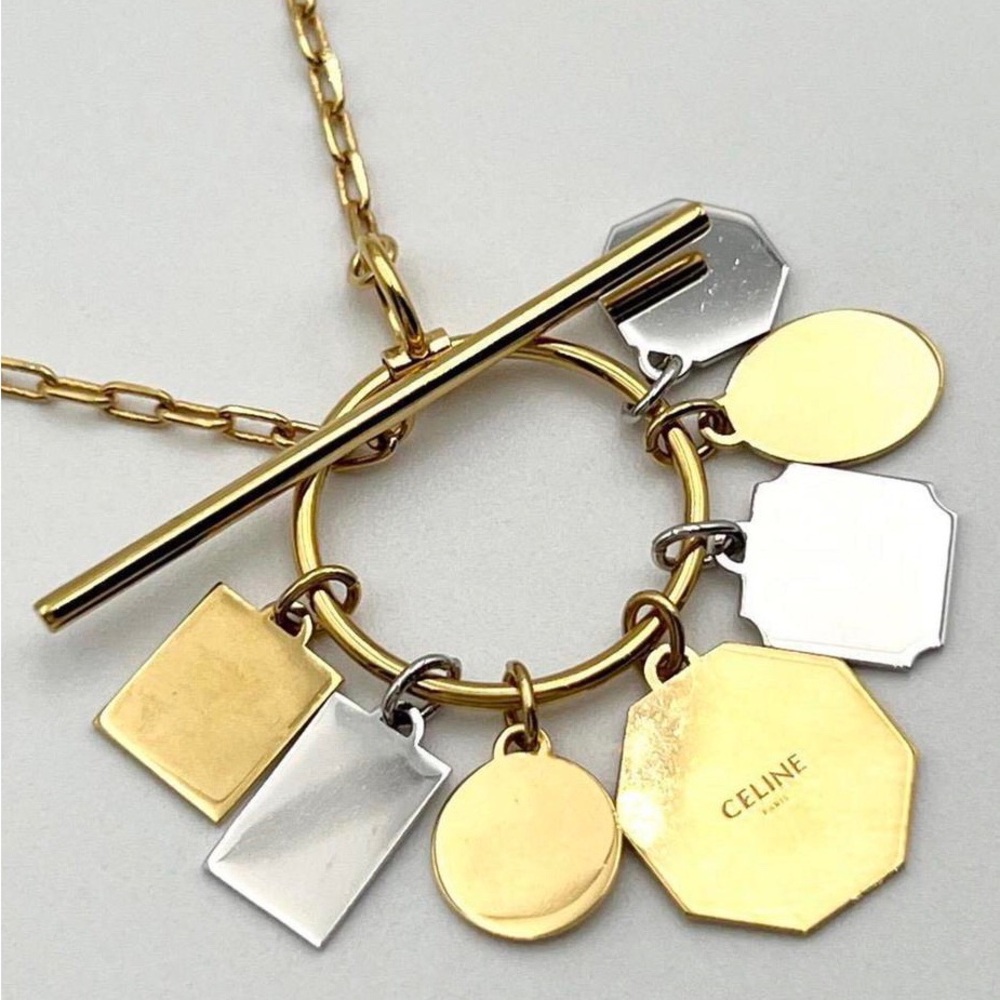 CELINE Elegant  Gold and Silver color Pendant Necklace
